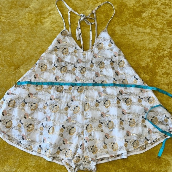 Floral free people brocade gold cream romper Chiara Playsuit NWOT spring revolve - Picture 10 of 16